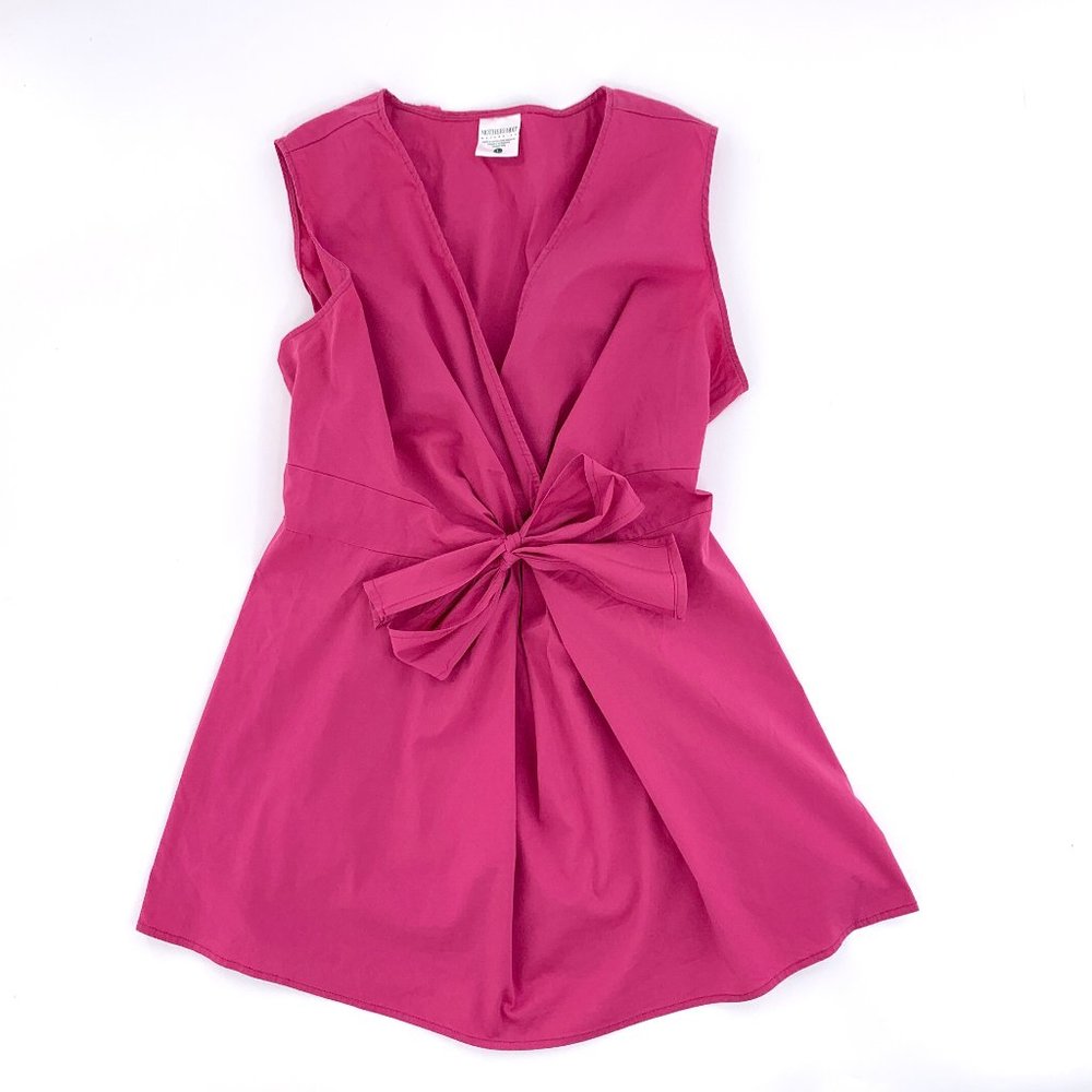 Motherhood Maternity Pink Babydoll Sleeveless Top V-Neck Tie Elastic Waist Large
